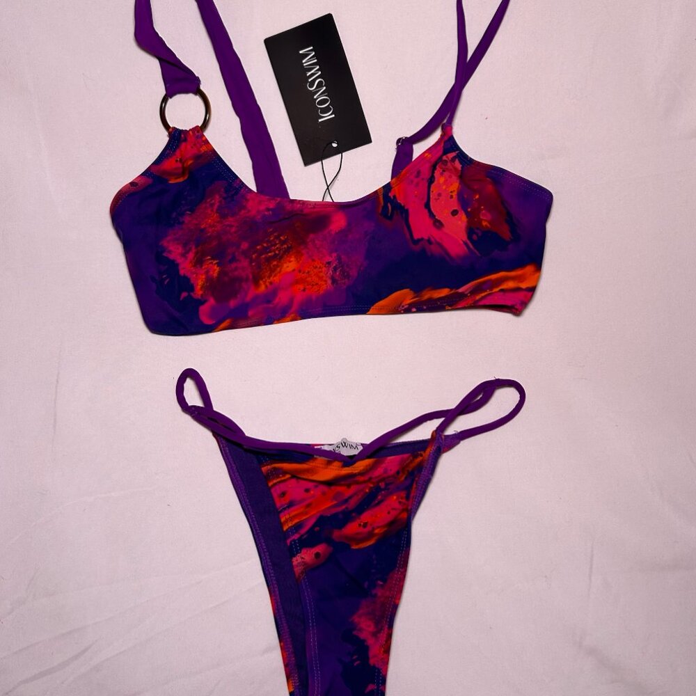 Icon Swim Purple Ring Detail Bikini Set